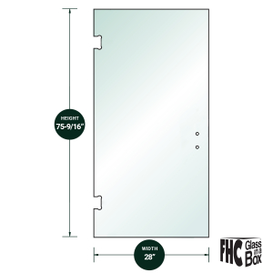 FHC 3/8" Clear Tempered Glass For Glendale/Preston SD Hinge 28" x 75-9/16" - Prep for 6" CTC Handle