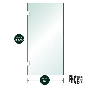 FHC 3/8" Clear Tempered Glass For Glendale/Preston SD Hinge 28" x 75-9/16" - Prep for 8" CTC Handle