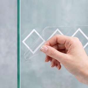 FHC Glass Safety Decal Hollow Diamond Pattern - 2" X 21" White on Clear - 10 per Roll
