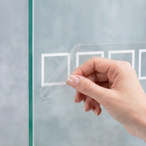 FHC Glass Safety Decal Pattern - Hollow Squares - White On Clear - 10 per Roll