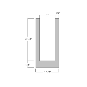 FHC 1-1/2" x 4" Header U-Channel 1/4" Wall Thickness - 138" Long - Mill