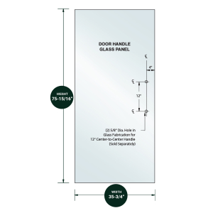 FHC 1/2" Clear Tempered Glass For HERC-DOOR 35-3/4" x 75-15/16" - Prep for 12" CTC Handle