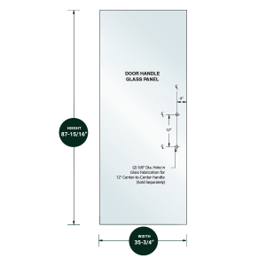FHC 1/2" Clear Tempered Glass For HERC-DOOR 35-3/4" x 87-15/16" - Prep for 12" CTC Handle