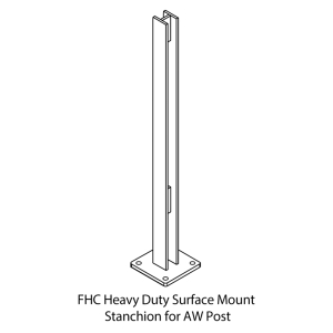 FHC HD 30" Surface Mount Stanchion for AW Post - 6" Square, 1/2" Thick Base