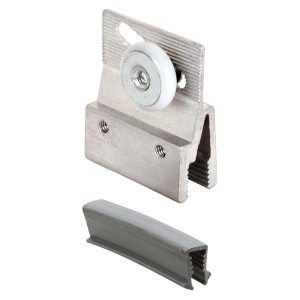 FHC Frameless Shower Door Top Bracket Roller Assembly - 3/4" Plastic Wheel - Extruded Aluminum - Bright Finish - Fits 3/16" Glass (2-Pack)