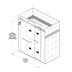 FHC Napa Series 180° Sliding Shower Door Kit with 24" Towel Bar - Brushed Stainless