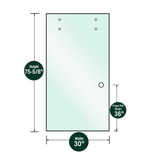 FHC 3/8" Clear Tempered Glass For Napa Shower Slider 30" x 75-5/8" - Prep for Finger Pull
