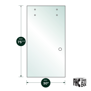 FHC 3/8" Clear Tempered Glass For Napa Shower Slider 30" x 75-5/8" - Prep for Finger Pull