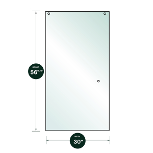 FHC 3/8" Clear Tempered Glass For PDK Shower Slider 30" x 56-15/16" - Prep for Finger Pull