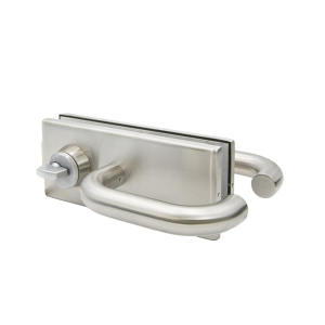 FHC NPF Glass Mounted Lever Latch with Lock/Thumbturn and Tubular Handles - Brushed Stainless