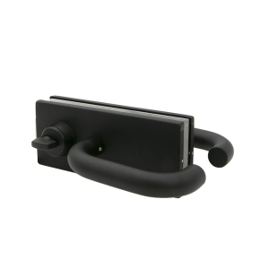 FHC NPF Glass Mounted Lever Latch with Lock/Thumbturn and Tubular Handles - Matte Black Finish   