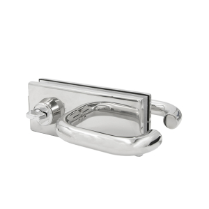 FHC NPF Glass Mounted Lever Latch with Lock/Thumbturn and Tubular Handles - Polished Stainless Finish   