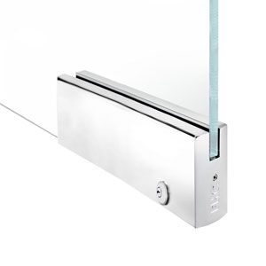 FHC 4" Square 12" Patch Rail With Lock For 3/4" Glass - Polished Stainless