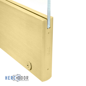 FHC 10" Square Door Rail 35-3/4" With Lock - 1/2" Glass - Satin Brass