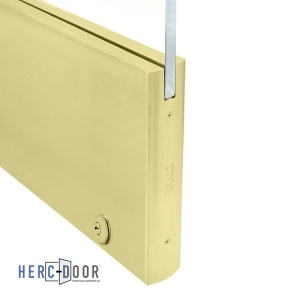 FHC 10" Square Door Rail 35-3/4" With Lock - 5/8" Glass - Satin Brass