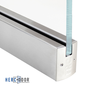 FHC 2-1/2" Low Profile Square Door Rail Without Lock for 1/2" Glass - 35-3/4" Length - Brushed Stainless