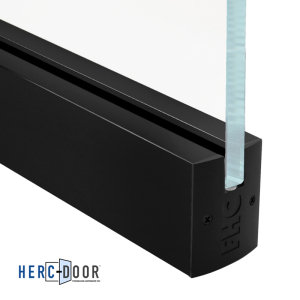 FHC 2-1/2" Low Profile Square Door Rail Without Lock for 1/2" Glass - 35-3/4" Length - Matte Black