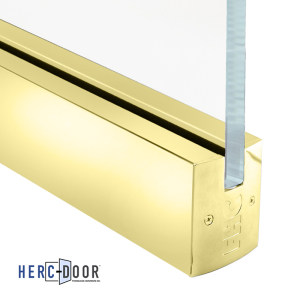 FHC 2-1/2 Low Profile Door Rail Square Profile 35-3/4 Stock Rail Length Without Lock For 1/2 Glass Polished Brass (C260)