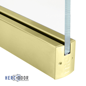 FHC 2-1/2" Square Door Rail 35-3/4" Without Lock - 3/4" Glass - Satin Brass