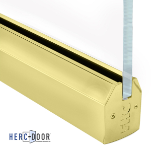 FHC 2-1/2 Low Profile Door Rail Tapered Profile 35-3/4 Stock Rail Length Without Lock For 1/2 Glass Polished Brass (C260)