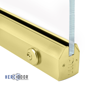 FHC 2-1/2 Low Profile Door Rail Tapered Profile 35-3/4 Stock Rail Length With Lock For 1/2 Glass Polished Brass (C260)