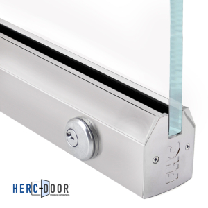 FHC 2-1/2" Low Profile Tapered Door Rail with Lock for 1/2" Glass - 35-3/4" Length - Polished Stainless