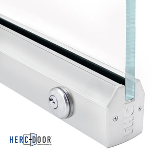 FHC 2-1/2" Low Profile Tapered Door Rail With Lock for 3/8" Glass - 35-3/4" Length - Satin Anodized