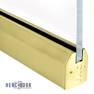 FHC 2-1/2 Low Profile Door Rail Tapered Profile 35-3/4 Stock Rail Length Without Lock For 1/2 Glass Satin Brass (C260)