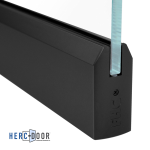 FHC 4" Tall Door Rail Tapered Profile 36-3/4" Length Pivot Point at 3-5/8" Without Lock for 1/2" Glass - Matte Black