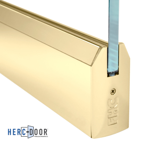 FHC 4" Tall Door Rail Tapered Profile 36-3/4" Length Without Lock For 1/2" Glass - Polished Brass