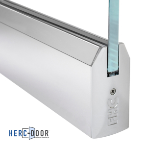 FHC 4" Tall Door Rail Tapered Profile 36-3/4" Length Without Lock For 1/2" Glass - Polished Stainless