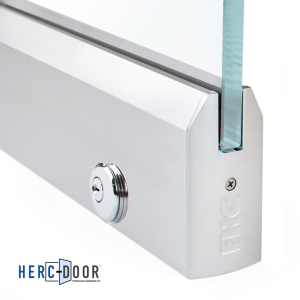 FHC 4" Tall Door Rail Tapered Profile 36-3/4" Length With Lock For 1/2" Glass - Polished Stainless