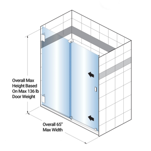 FHC Ridgeline Bottom Rolling Shower Door Kit Round Roller Housing for 1/2" Glass