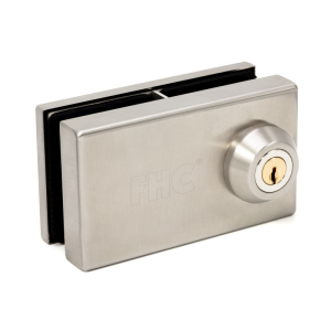 FHC Slip-On Glass-to-Glass Door Lock for 1/2" Thick Glass - Brushed Stainless