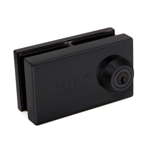 FHC Slip-On Glass-to-Glass Door Lock for 1/2" Thick Glass - Matte Black