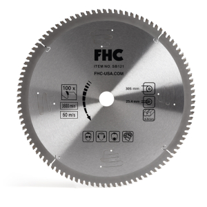 FHC 12" x 1" Arbor Circular Saw Blade For Non-Ferrous Metals 100 Tooth