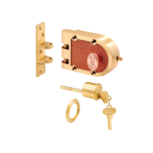 FHC Bronze Deadlock With Single Cylinder And Flat Strike - Brass