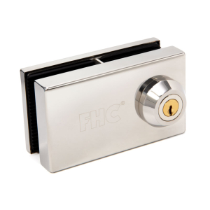 FHC Slip-On Glass-to-Glass Door Lock for 1/2" Thick Glass - Polished Stainless