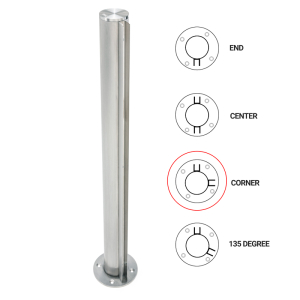 FHC T1000 Corner Post - 1.5" Round Partition Post