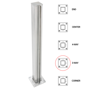 FHC T1000 3-Way - 1.5" Square Partition Post