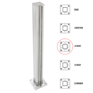 FHC T1000 4-Way - 1.5" Square Partition Post