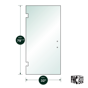 FHC 3/8" Clear Tempered Glass For Venice/Carolina SD Hinge 32" x 79-9/16" - Prep for 8" CTC Handle