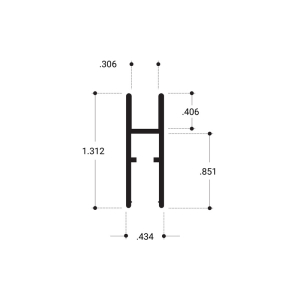 FHC Aluminum H-Bar Extrusion 144" Length 3/16"-1/4" Glass - Clear Anodized