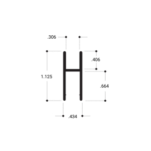 FHC Aluminum H-Bar Extrusion 144" Length 3/16"-1/4" Glass