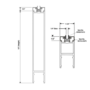 FHC Bottom Rail Kit for 1/4" Glass - 42" Long