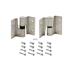 FHC Surface Mounted Hinge Set - Right Hand In/Left Hand Out - With Fasteners - Stainless Steel Finish (Set)