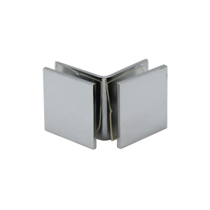 FHC Open Face Square - 90 Degree Glass Clamp for 3/8" and 1/2" Glass - Polished Chrome