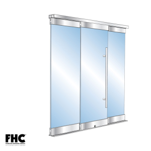 FHC BRS100 Bottom Rolling Door System OXO/OOX/XOO Bypass Single Slider - 4" Square Top & Bottom Rail