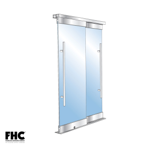 FHC BRS100 Bottom Rolling Door System -XX- Bypass Double Slider - 4" Square Top & Bottom Rail