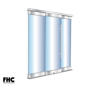 FHC BRS100 Bottom Rolling Door System OXO/OOX/XOO Bypass Single Slider - 4" Tapered Top & Bottom Rail